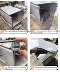 Close-up images of Badass Heavy Duty Rolling Stainless Steel Tool Box Portable Metal Storage Chest With Tray Rust Resistant details.