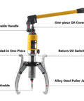 Heavy Duty 2 Or 3 Jaw Hydraulic Gear Puller Kit Featuring Professional Grade Adjustable Grippers for mechanics showing movable handle.