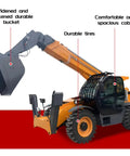 Built Tough Heavy Duty 4WD Telescopic Handler For Construction Sites featuring a widened bucket, durable tires, and spacious cab.