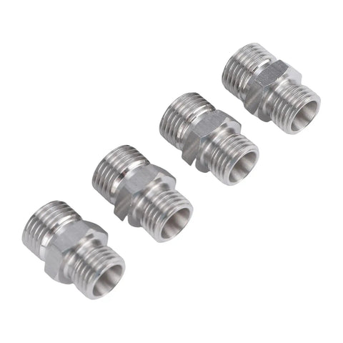 Real Heavy Duty M14 To M16 Hydraulic Fitting Adapters Made From Solid Carbon Steel For Mini Excavators And Construction Featuring Four Pieces To Ensure Seamless Connections For Attachments Keeping Ops Smooth Push It To Limit Always Like A Boss, set of 4