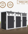Durable Metal Trash Can Enclosure For Three 50 Gallon Bins Heavy Duty Outdoor Storage Shed With Weatherproof Construction
