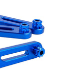 Close-up of Six In One Bicycle Bottom Bracket Tool For Hollowtech II And PF30 featuring blue CNC machined aluminum with notched ends