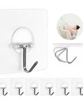 Heavy Duty No Drill Adhesive Wall Hooks 13Lb Load, Transparent Waterproof Hooks For Bathroom And Kitchen, 8 Pack