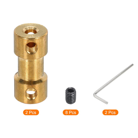 3D Printer Rigid Shaft Coupling 3mm To 4mm Bore, 20mm Length, 9mm Dia M3 Brass Shaft Coupler Connector, copper coupler with set screw