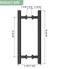 Dimensions of Matte Black Stainless Steel Barn Door Handles 16 Inch Heavy Duty Door Pull Set for Sliding Barn Doors and Pocket Doors.