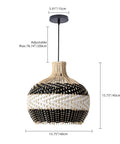 Rattan Pendant Light For Kitchen Island Handwoven Lampshade Hanging Light Fixture, Eco Friendly Wicker Chandelier, 15.74 Inch