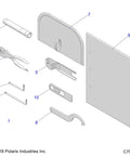 Diagram of Ranger Model Accessory Tool Kit OEM 2877351 For UTVs And ATVs, showing various tools and components for maintenance