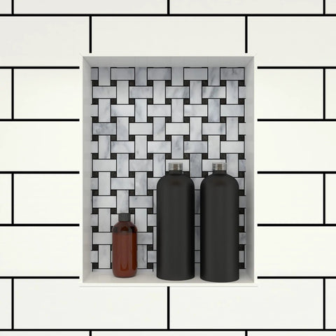 Recessed Shower Niche With Built In Shelf Tile Ready Black Finish 20 Inches High By 16 Inches Wide One Inner Shelf All In One Shower Storage