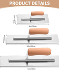 3 Piece Drywall Trowel Set Pro Grade Stainless Steel Masonry Finishing Trowels With 14x4 12x4 8x3 Inch Blades Lightweight Wooden Handle