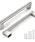 Brushed Nickel Cabinet Pulls Set of 5, 6.25 Inch Hole Spacing, 14mm Tube Diameter, stainless steel and zinc alloy handles