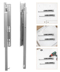 Pair Of Hydraulic Damping Drawer Slides With Quiet Soft Close For Cabinets And Small Drawers shown with installation setup