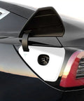 Precision Pre Cut Gloss White Charging Port Wrap Overlay For Tesla Model 3 And Model Y 2020 To 2023 on vehicle charging area.