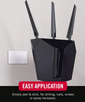 Heavy Duty Hook And Loop Tape Tough As Nails Solid Grip Hold Fast On Surfaces Zero Drill Hassle Easy Hang Design For Walls Painted Drywall Plastic Metal White Four By Two Inch Multi Pack applied to mount a wireless router.
