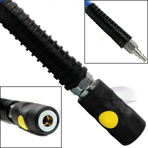 Heavy Duty Compressed Air Piping Connectors Fit For Workshop Featuring Anti Marring Steel Inner Construction Brass Ends For Smooth Up To 300 PSI Flexibility Rock Solid Build Great For Garage Repairs Getting Stuff Done Fast When Needed, black hose connector with brass fitting
