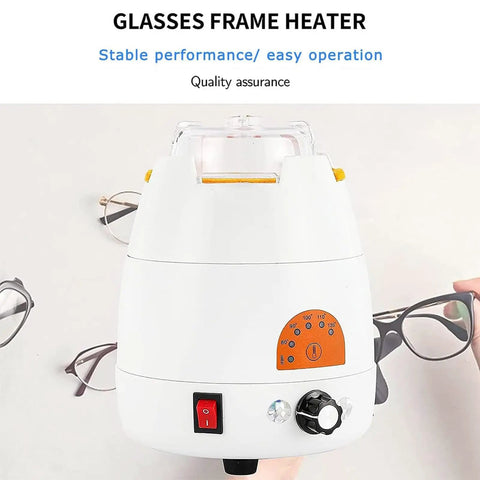 Real Deal Eyeglass Frame Heater With 70 To 130 Fahrenheit Hot Air Glass Warmer Smooth Operating Wind Cover, front view with controls.
