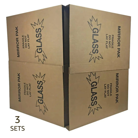 Stacked Three Set Mirror And Large Picture Moving Boxes Pack 12 Pieces In Kraft Brown Fits Mirrors Up To 40x60 Inches
