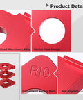 Straight Up Premium Heavy Duty Aluminum Radius Jig Router Templates Set Of 3 Killer Rounded Corner Guides For Flawless Woodworking Builds You Can Trust Any Day showing red anodized aluminum jigs with center hole design.