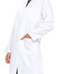 Unisex 40 Inch Lab Coat With Long Sleeves White Professional Medical Coat Breathable 65 35 Poly Cotton Blend Stain And Wrinkle Resistant Adjustable Back Belt Machine Washable Work Ready For Doctors And Lab Pros