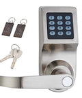 Digital Door Lock With M1 Card Passcode And Mechanical Key Left Hand Orientation Voice Guided Operation 1020 User Capacity