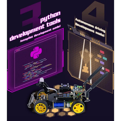AI Powered RC Robot Car With Deep Learning And Ackermann Steering For Real Time Autonomous Driving Self Driving Platform For STEM Education A Cool Project For Teens And Engineers To Build Learn And Create, black chassis with yellow wheels