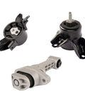Rock Solid Engine Motor And Transmission Mount Replacement Kit For Hyundai Accent Elantra, three heavy-duty mounts in black and silver.