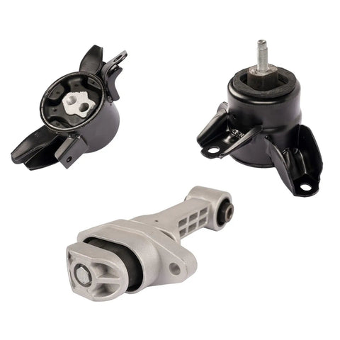 Rock Solid Engine Motor And Transmission Mount Replacement Kit For Hyundai Accent Elantra, three heavy-duty mounts in black and silver.