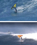 Inflatable Windsurfing Wing Foil For Water Sports With Window View in use on a wave, ideal for various board sports.