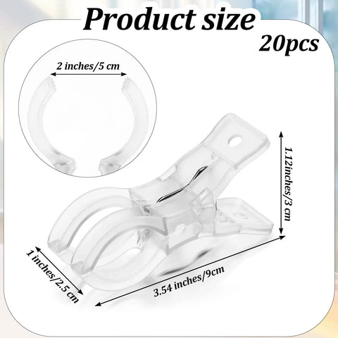 Clear 3.5 Inch Spring Clamps, Your Go-To Heavy Duty Transparent Clips for Balloon Arches, Backdrops, 20 Pack product size details