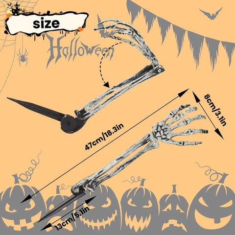 Skeleton arm stake dimensions for 10 Pack Realistic Skeleton Arm Decorations For Garden And Lawn Halloween Decor