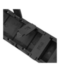 Close-up of 15mm X 30mm Plastic Drag Chain Cable Carrier for CNC Router and 3D Printer, openable design, black plastic material