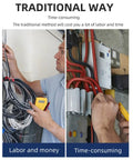 Image comparing the traditional method of wiring with labor and time costs, highlighting inefficient practices for electricians.