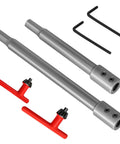 Premium Quality Badass 7 And 10 Inch Forstner Bit Extension Set With 3/8 Inch Hex Shank, includes two rods and tools for woodworking.