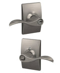 Accent Lever With Century Trim Keyed Entry Lock In Satin Nickel, Reversible For Left Or Right Swing Doors, Self Aligning Screw Holes