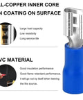 Blue Vinyl Insulated Female Spade Wire Connectors Quick Disconnects For Auto DIY Projects Sixteen To Fourteen AWG detail