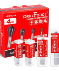 Drill Forge 4-piece cobalt countersink drill bit set in red box; TiAlN-coated M35, 2–20 mm range.