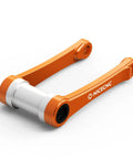 Orange Adjustable Lowering Suspension Link Arm For Front End Stability And Handling CNC Machined Billet Aluminum With Anodized Finish Easy Install Street Ready Drop Kit For Improved Ride And Precision Steering With An Aggressive Look, orange billet aluminum
