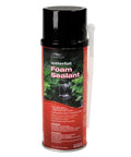 Waterfall Foam Sealant For Ponds can with black polyurethane foam, red label, and attached nozzle for easy pond no fuss setup.