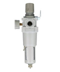 Beefy Heavy Duty Compressed Air Filter Regulator Piggyback Combo, 3/4 Inch NPT with durable metal bowl and manual drain.