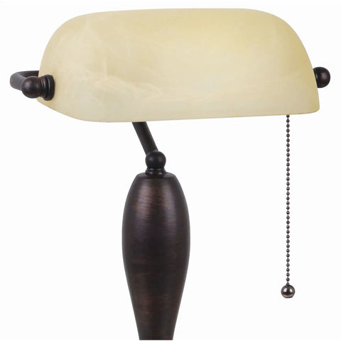 Antique Banker Desk Lamp In Oil Rubbed Bronze With Pull Chain Corded Lighting for Home Office