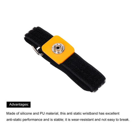 ESD Anti Static Wrist Strap Kit, 11.8 Inch, 3 Pack, black strap with yellow connector for electronics repair and tech troubleshooting