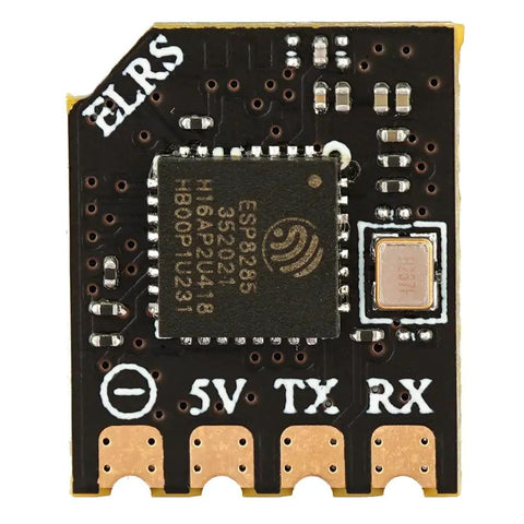 Close-up of a 2.4GHz ELRS RP1 FPV Receiver Nano With 65mm UFL T Antenna For TX16S TX12 Zorro Transmitters circuit board.