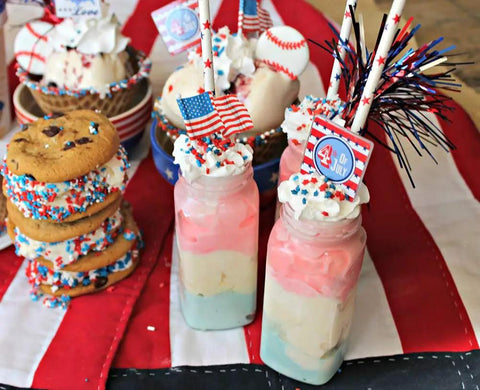 Patriotic Paper Straws 100 Pack With Red Blue White Flag Designs 7.75 Inch Biodegradable For Memorial Day Fourth Of July