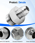 Hydraulic Hose Connector Adapter 3/8 Inch JIC 37 Degree Male To 5/8 Inch SAE ORB Male Heavy-Duty Straight Fitting For Leak-Free JIC To ORB Connections In Hydraulic Lines. carbon steel straight adapter with threaded ends