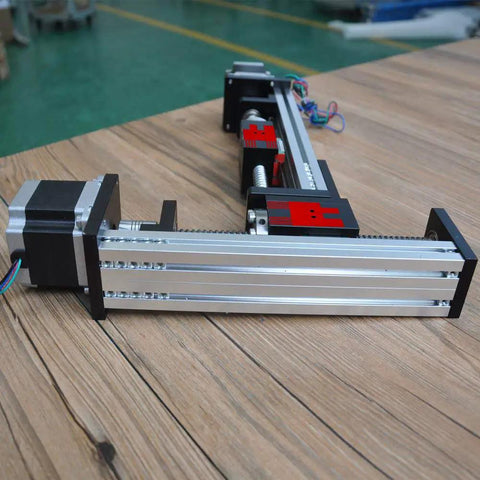 Kickass Xy Linear Motion Stage Featuring 500Mm X And 300Mm Y Stroke Ball Screw Guide Table powered by Nema 23 motors on wooden surface.