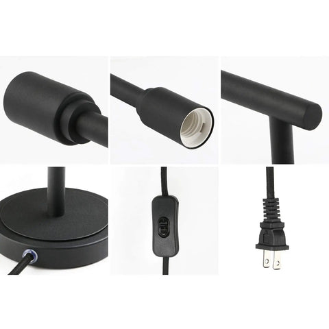 Industrial Minimalist Wall Sconces Set Of 2 Plug In Wall Lamps With On Off Switch For Living Room Bedroom And Bathroom Vanity Black With E26 Base Compatibility For LED CFL Halogen And Incandescent Bulbs Not Included
