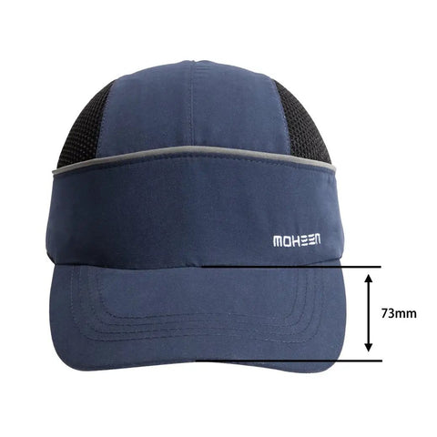 Front view of Safety Bump Cap Baseball Hat Style With Reflective Stripes Lightweight Worksite Ready Breathable Head Protection Cap