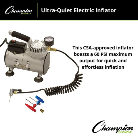 Ultra Quiet 110V Air Compressor Inflator With 1/8 HP OilFree Motor, 60 PSI Max, Gauge Hose And Needle, Portable Compact Design