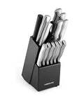 Gotta Have This Knockout 15 Piece Kitchen Knife Set Featuring Hella Sharp High Carbon Stainless Steel Blades in wooden block.