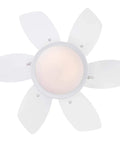 Top view of Quince 24 Inch Indoor Ceiling Fan With Light Dope White Finish Dimmable 16W LED With Opal Frosted Glass Reversible Blades