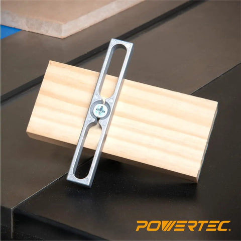 Miter Slot Hardware Kit With Aluminum Slot Bars on wood showing jig use for DIY hold downs.